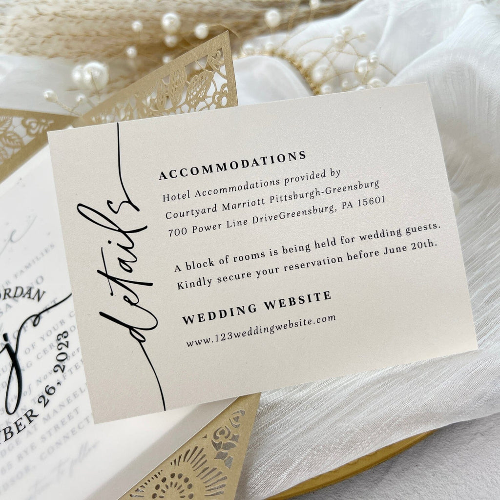 Laser Cut Gold Wedding Invitations with RSVP Cards, Vellum Wedding Logo Personalized, Picky Bride Flower Invites, Table Card Wedding Ceremony Supplies Picky Bride