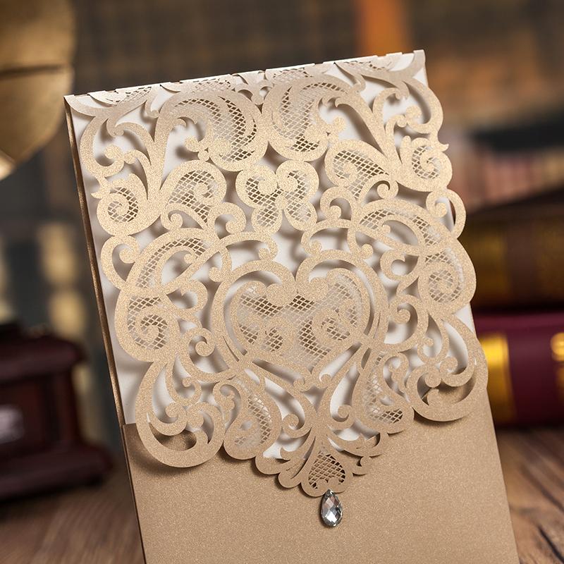 Laser Cut Wedding Invitations Elegant Invitations With Envelope - Set of 50pcs Picky Bride