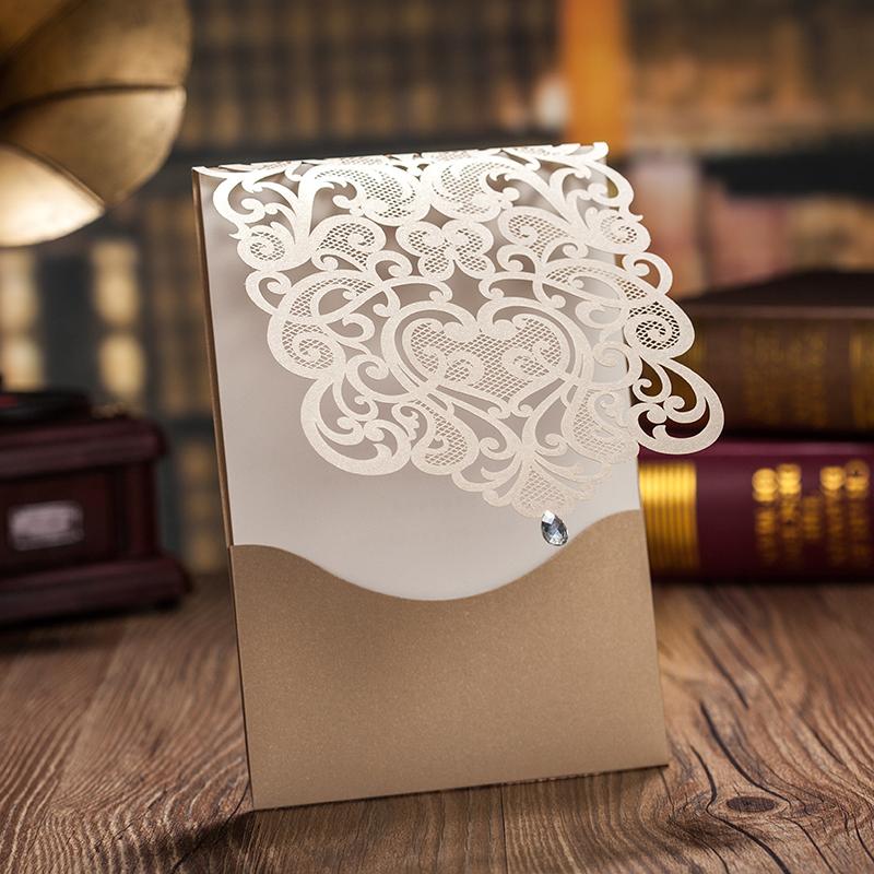 Laser Cut Wedding Invitations Elegant Invitations With Envelope - Set of 50pcs Picky Bride
