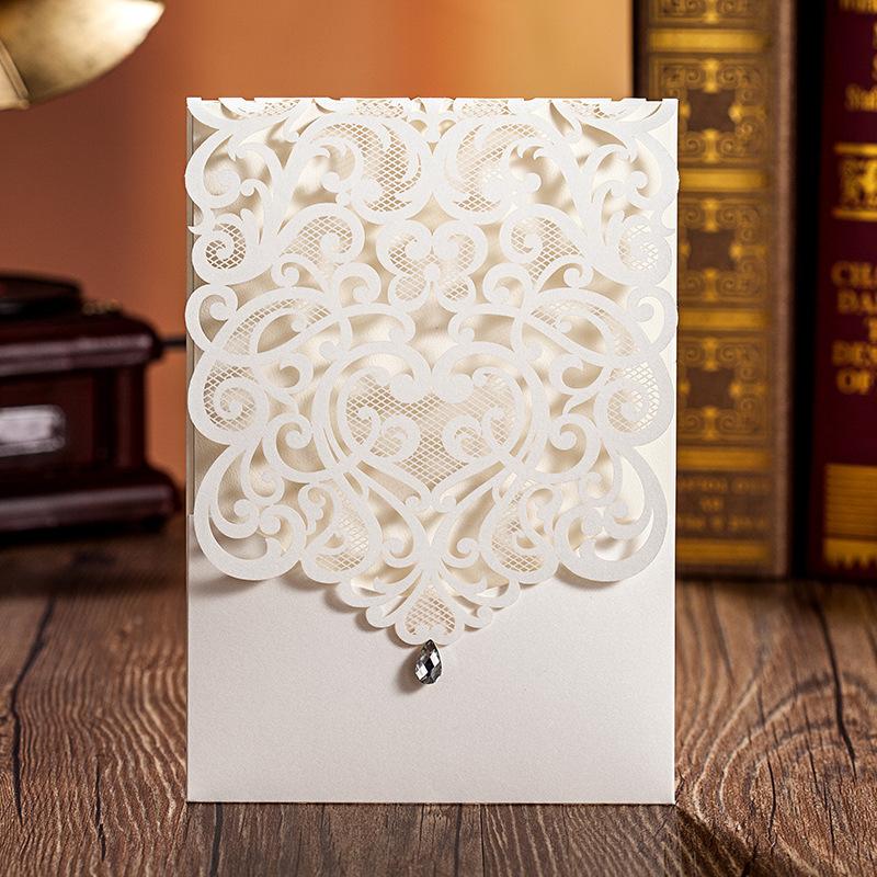 Laser Cut Wedding Invitations Elegant Invitations With Envelope - Set of 50pcs Picky Bride