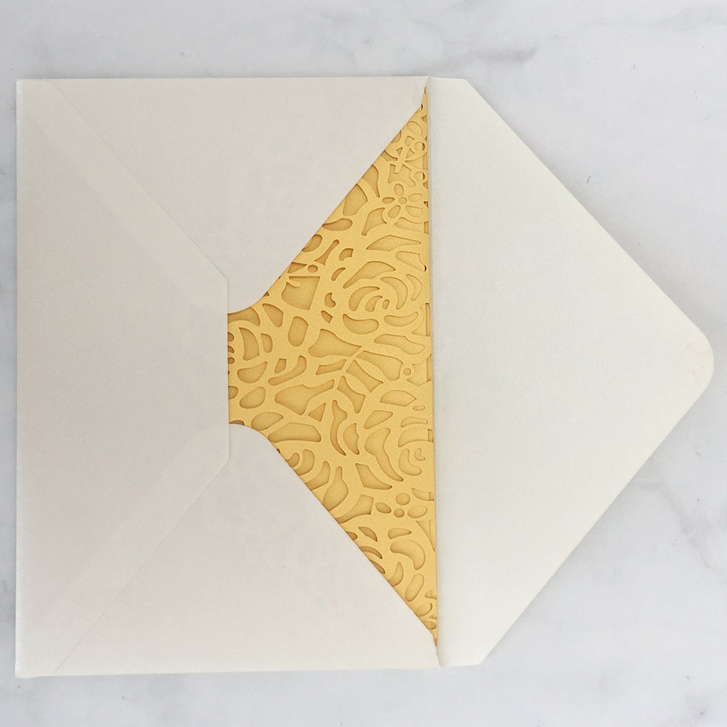 Laser Cut Wedding Invitations Yellow Gold Invitations With RSVP Cards Picky Bride