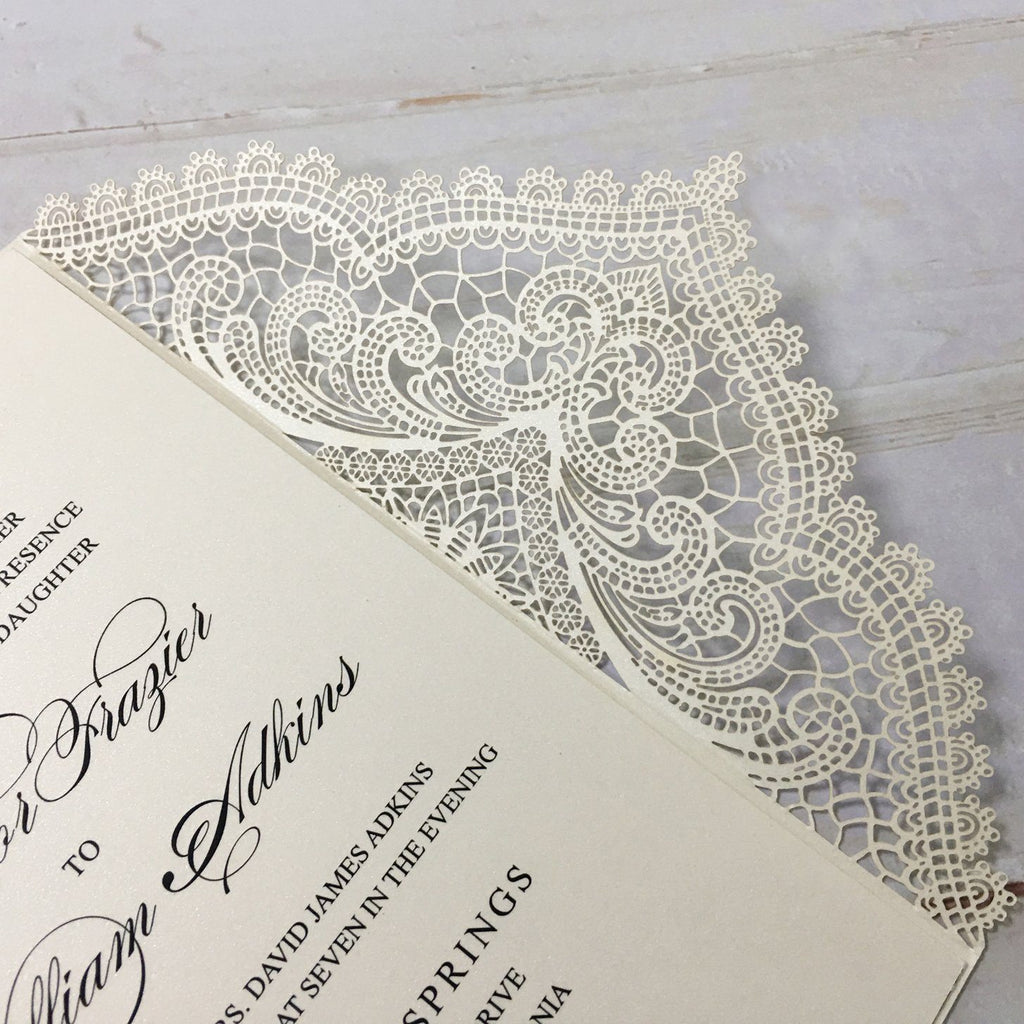 Laser Cutting Wedding Invitations with RSVP Cards Ivory Invitation Cards Picky Bride