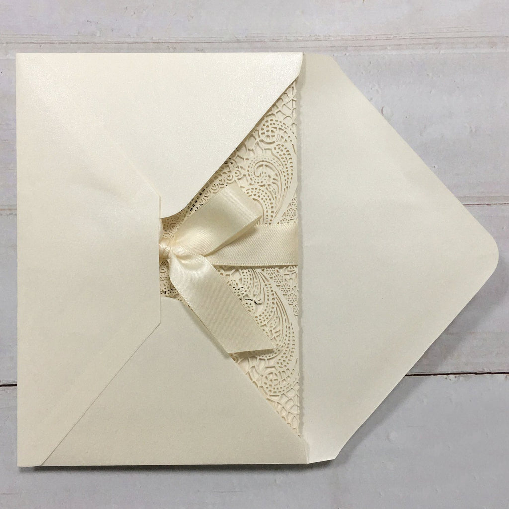 Laser Cutting Wedding Invitations with RSVP Cards Ivory Invitation Cards Picky Bride