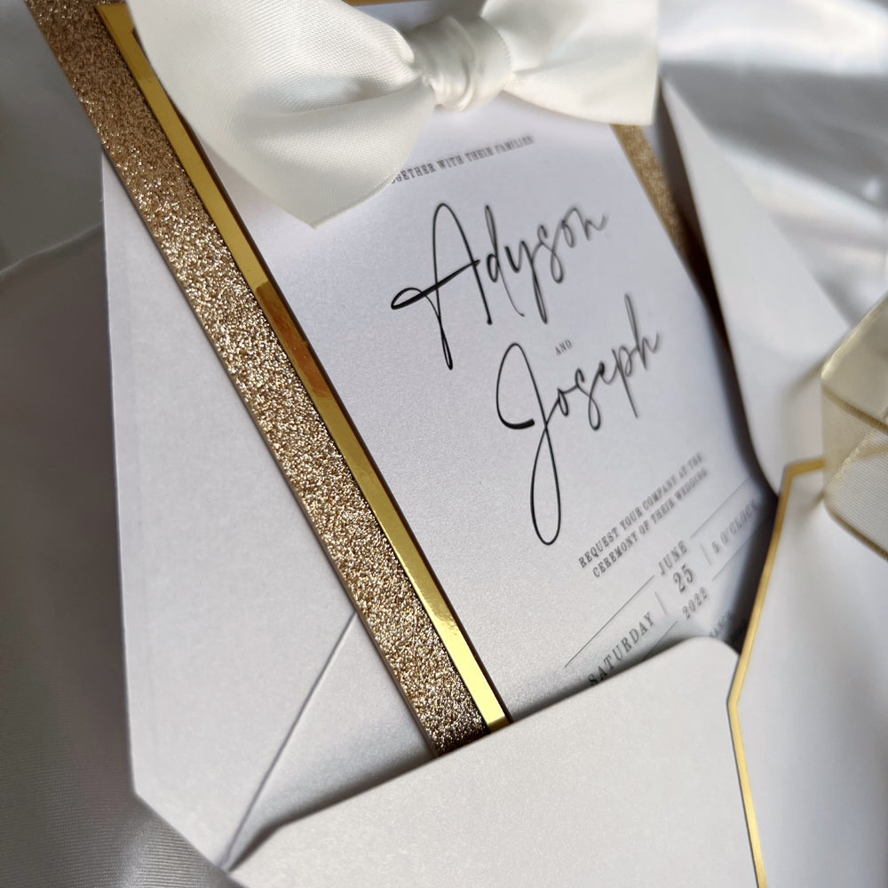 Lavender and Lilac Glitter Wedding Invitations with Ribbon Bow for Elegant Wedding Wedding Ceremony Supplies Picky Bride