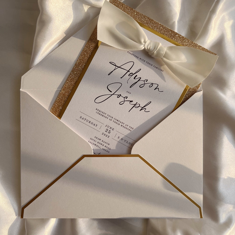 Lavender and Lilac Glitter Wedding Invitations with Ribbon Bow for Elegant Wedding Wedding Ceremony Supplies Picky Bride