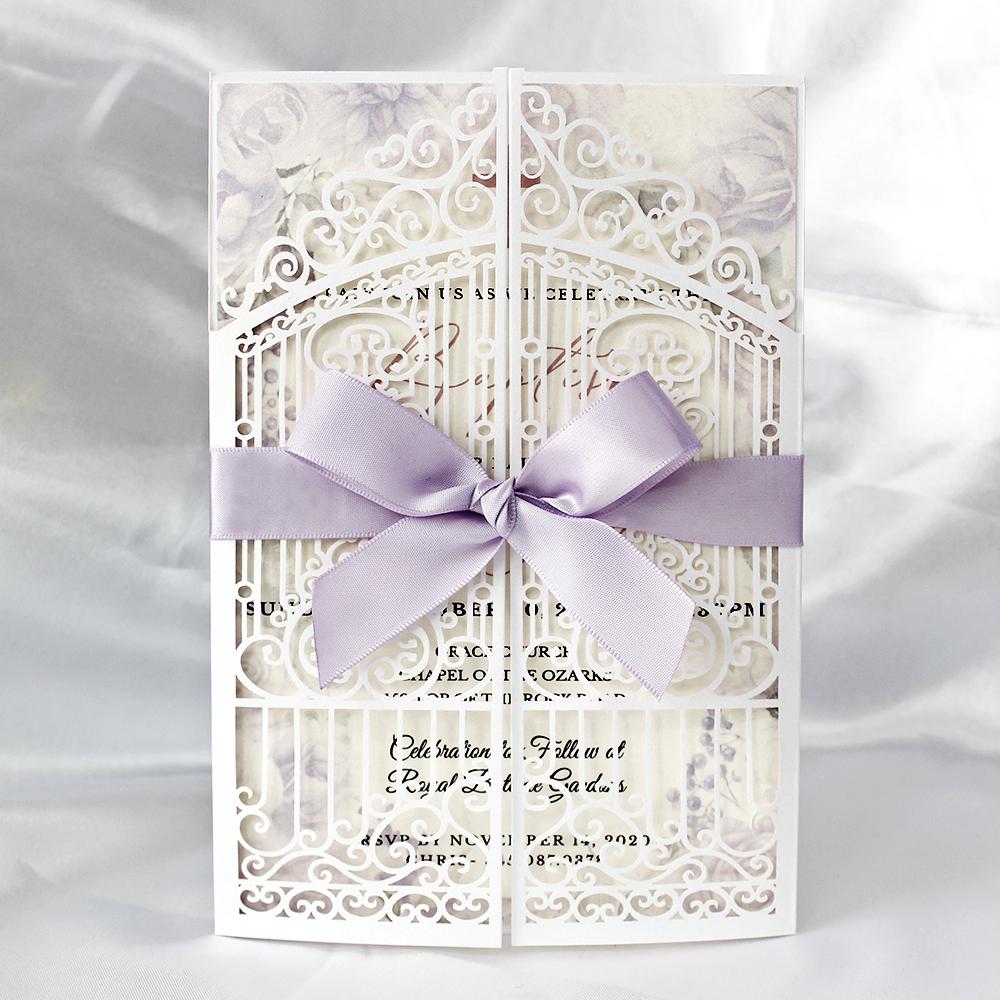 Lavender Baby Shower Invitation, Floral Garden Baby Birthday Invite Gate Invitations for Baby Shower / Wedding / Party Picky Bride