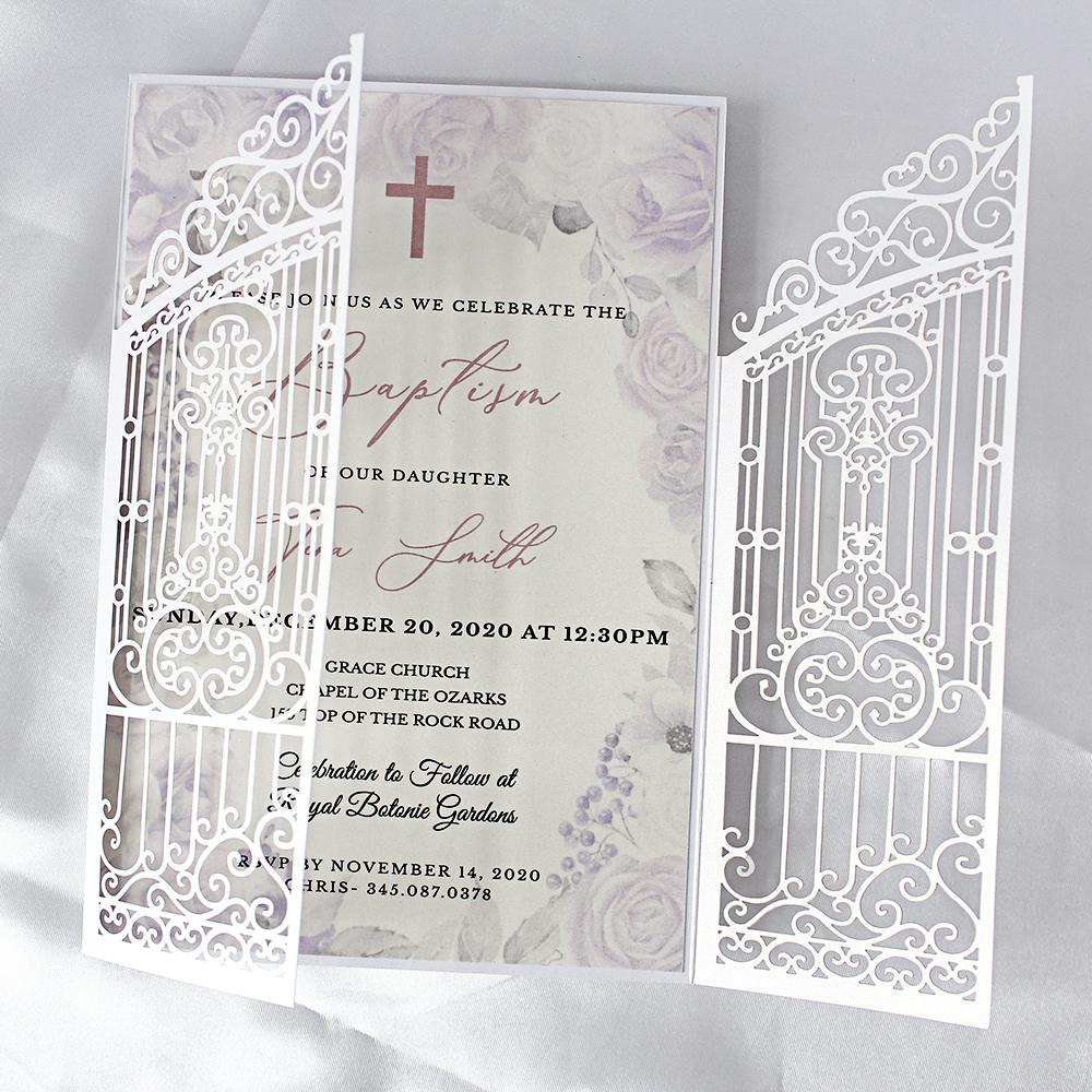 Lavender Baby Shower Invitation, Floral Garden Baby Birthday Invite Gate Invitations for Baby Shower / Wedding / Party Picky Bride