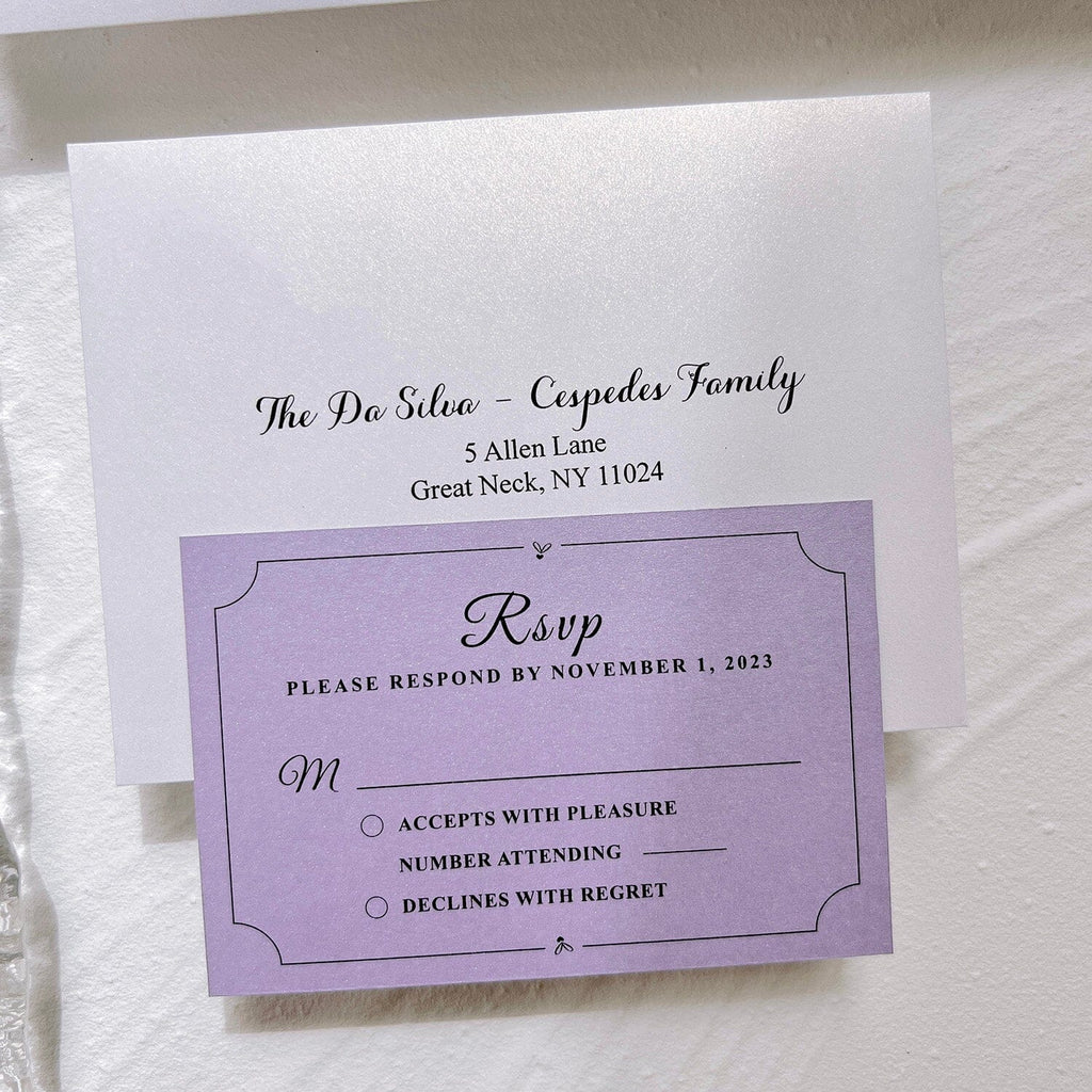 Lavender Purple Wedding Invitations with Ribbon Bows, Floral Elegant Invites and RSVP Cards Wedding Ceremony Supplies Picky Bride