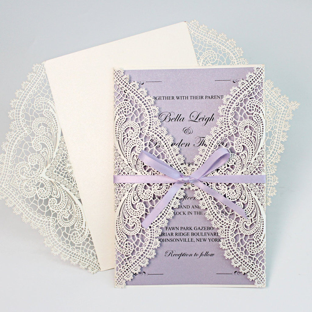 Lavender Purple Wedding Invitations with RSVP Cards Picky Bride 