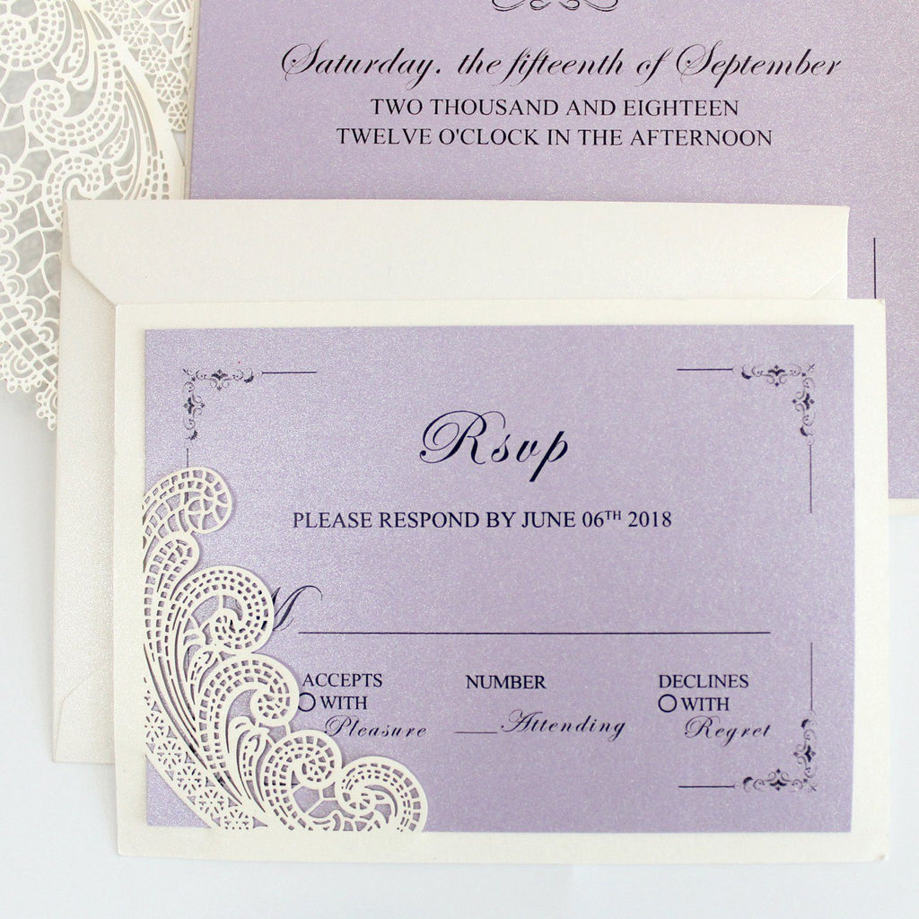 Lavender Purple Wedding Invitations with RSVP Cards Picky Bride 