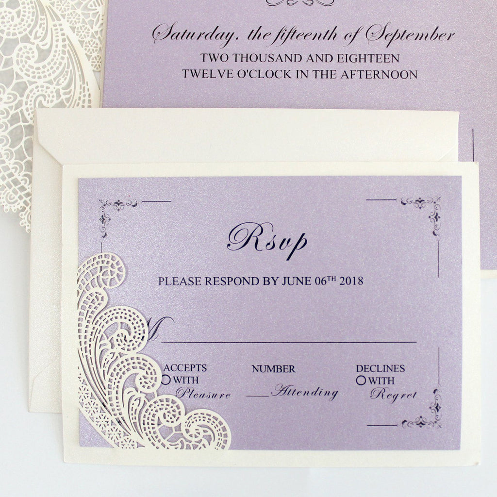 Lavender Purple Wedding Invitations with RSVP Cards Picky Bride