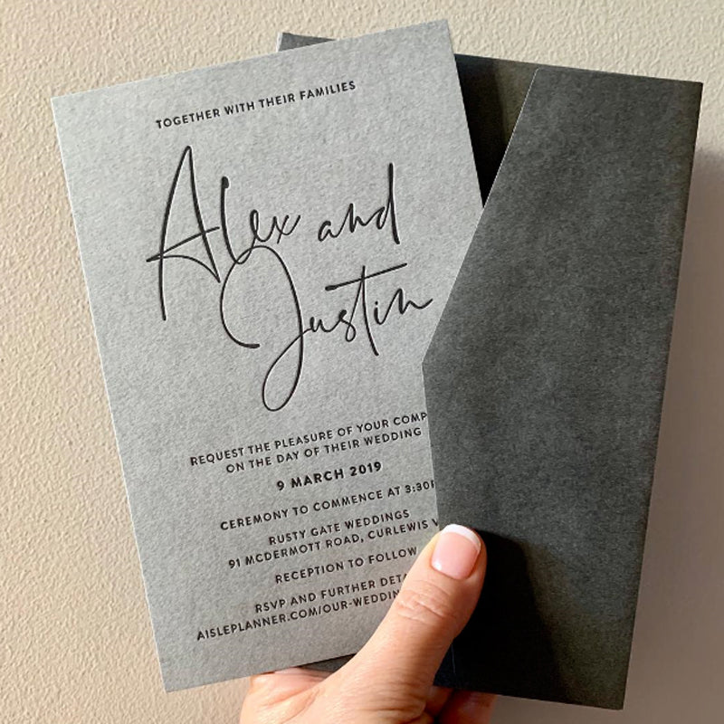 Letter-pressed Wedding Invitations with Envelopes, Customized Color Wedding Ceremony Supplies Picky Bride
