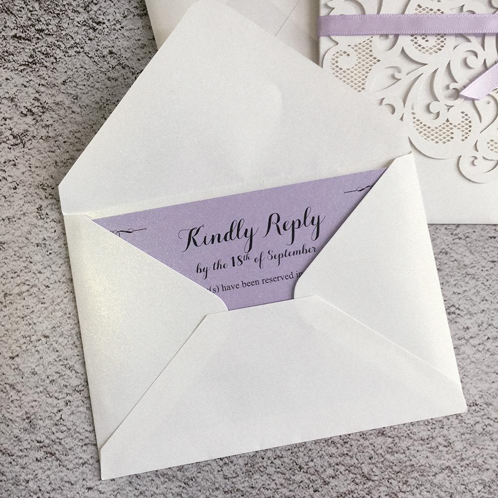 Lilac Lavender Purple Wedding Invitations with RSVP Cards, Customized Invite Wording Picky Bride