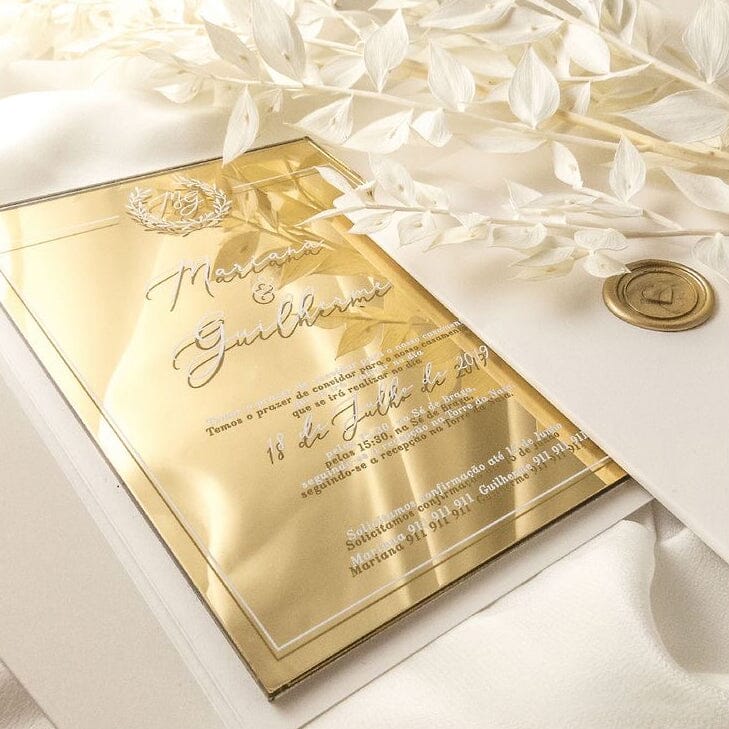 Customized Acrylic Wedding Invitation Card with Blank Box, Purple