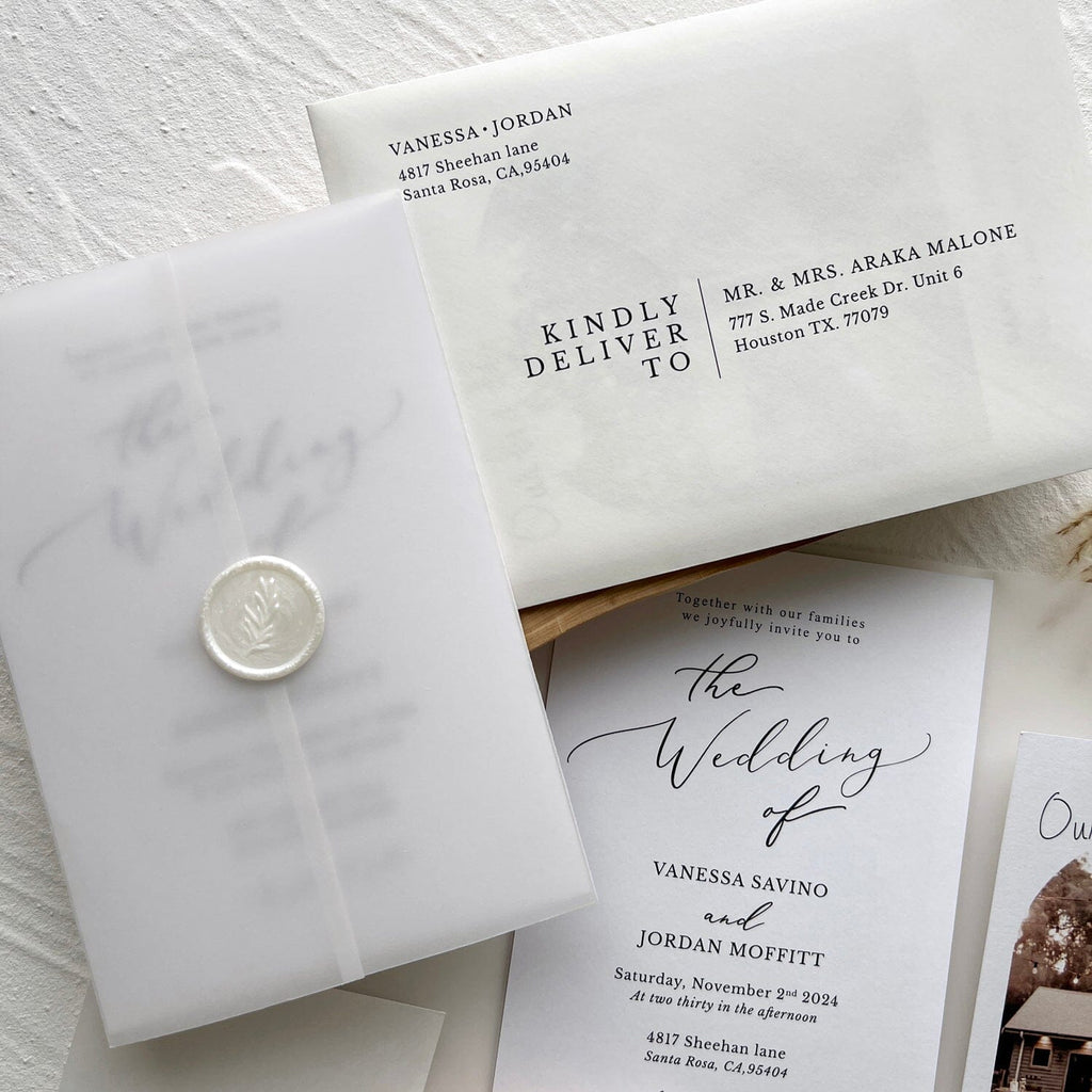 Minimalist Double-sided Photo Wedding Invitations, Printable Invite with Wax Seal, Vintage Wedding Theme Wedding Ceremony Supplies Picky Bride
