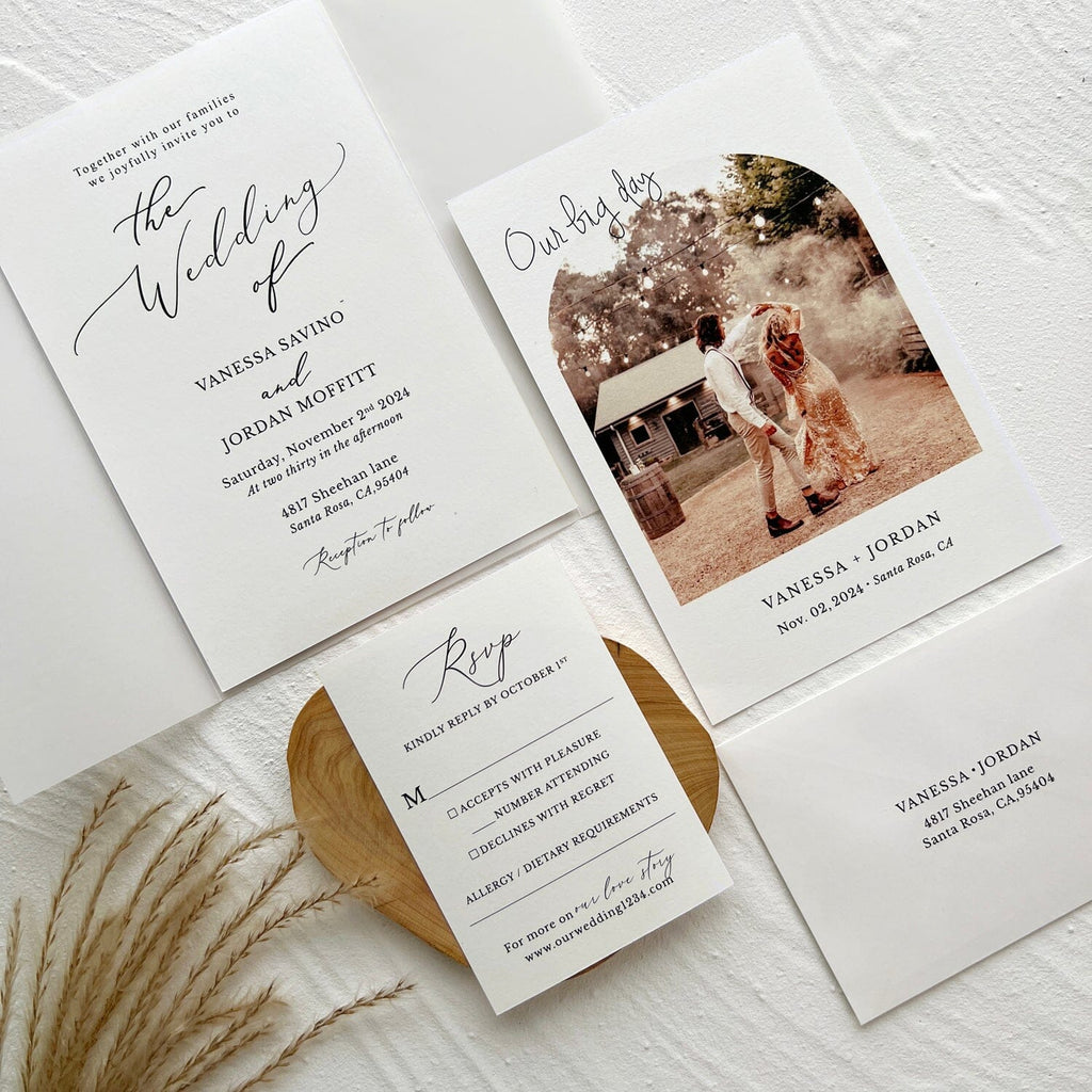 Minimalist Double-sided Photo Wedding Invitations, Printable Invite with Wax Seal, Vintage Wedding Theme Wedding Ceremony Supplies Picky Bride