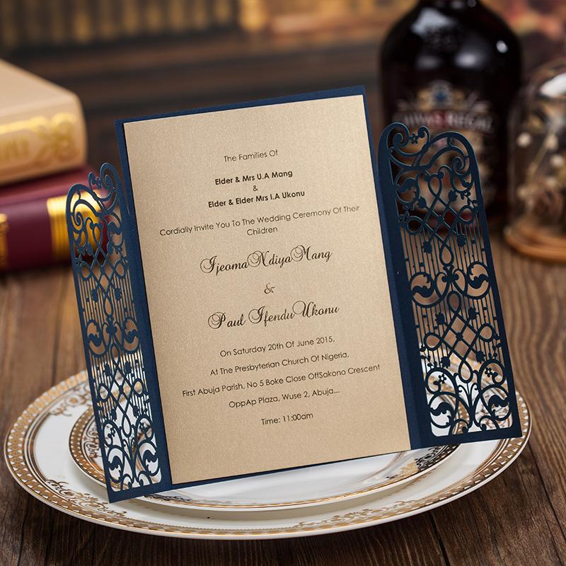 Navy Blue Gate Wedding Invitations Cheap Wedding Invitation Cards - Set of 50pcs Picky Bride 