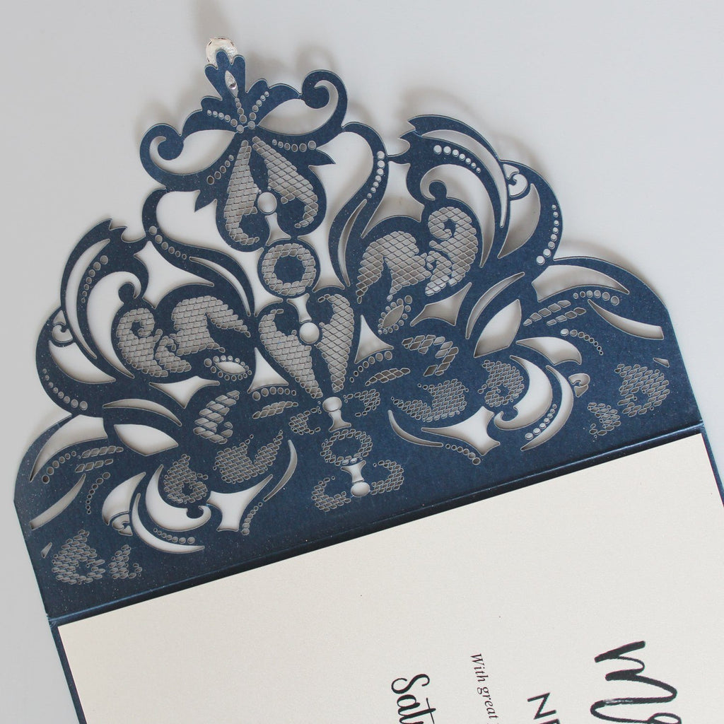 Navy Blue Wedding Invitation Pocket Invite Cards With RSVP Cards Picky Bride