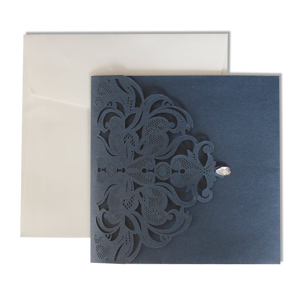 Navy Blue Wedding Invitation Pocket Invite Cards With RSVP Cards Picky Bride