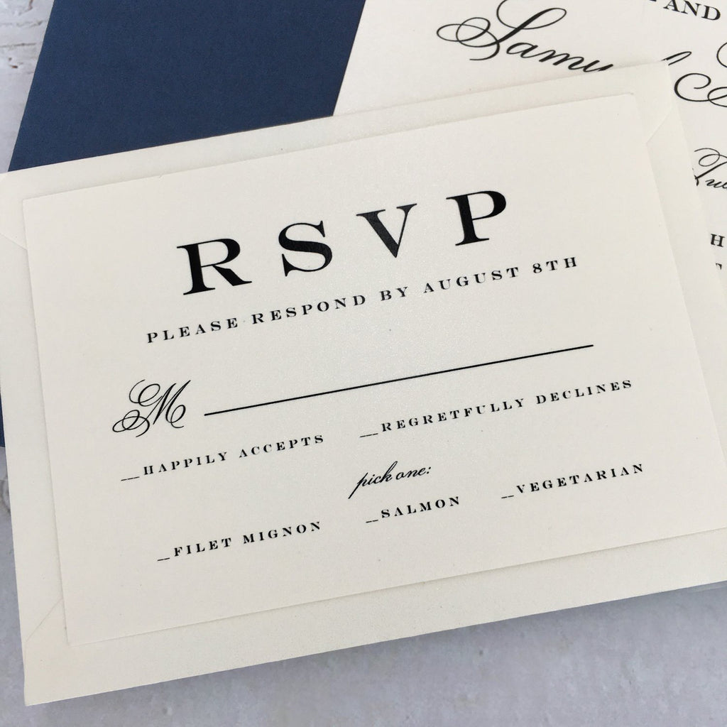 Navy Blue Wedding Invitations Set Pocket Invitation for Wedding Picky Bride