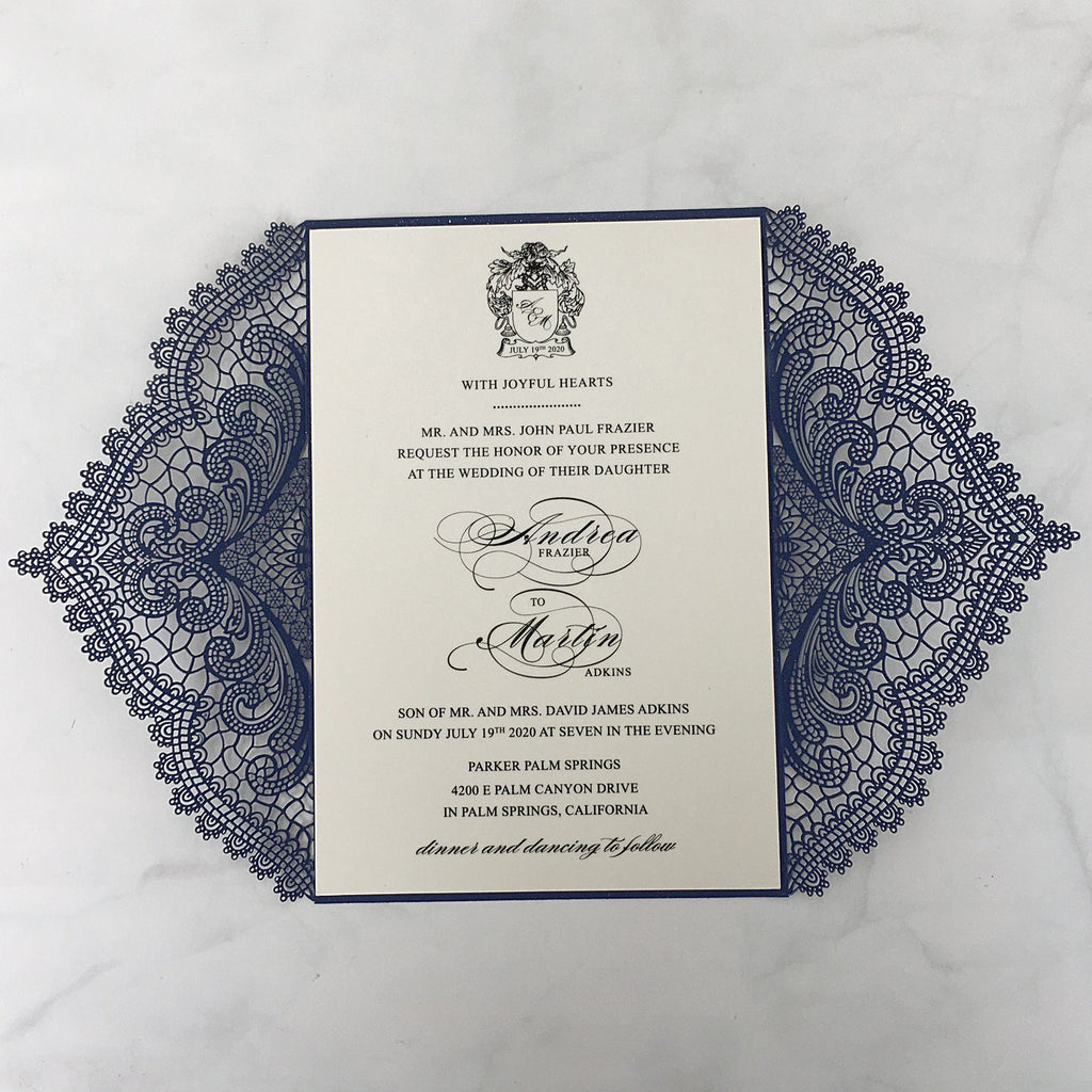 Navy Blue Wedding Invitations with RSVP Business Invitations Picky Bride