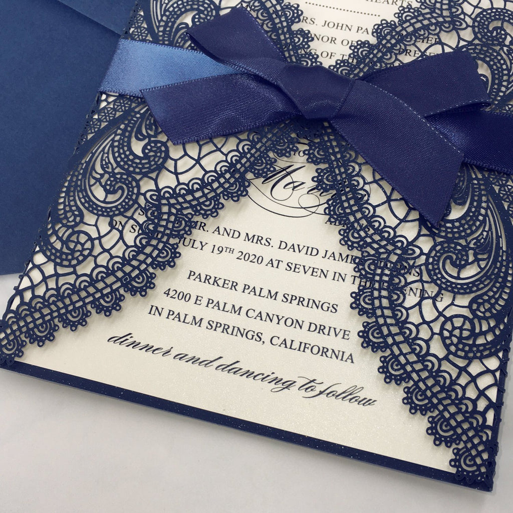 Navy Blue Wedding Invitations with RSVP Business Invitations Picky Bride