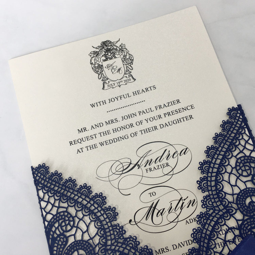 Navy Blue Wedding Invitations with RSVP Business Invitations Picky Bride