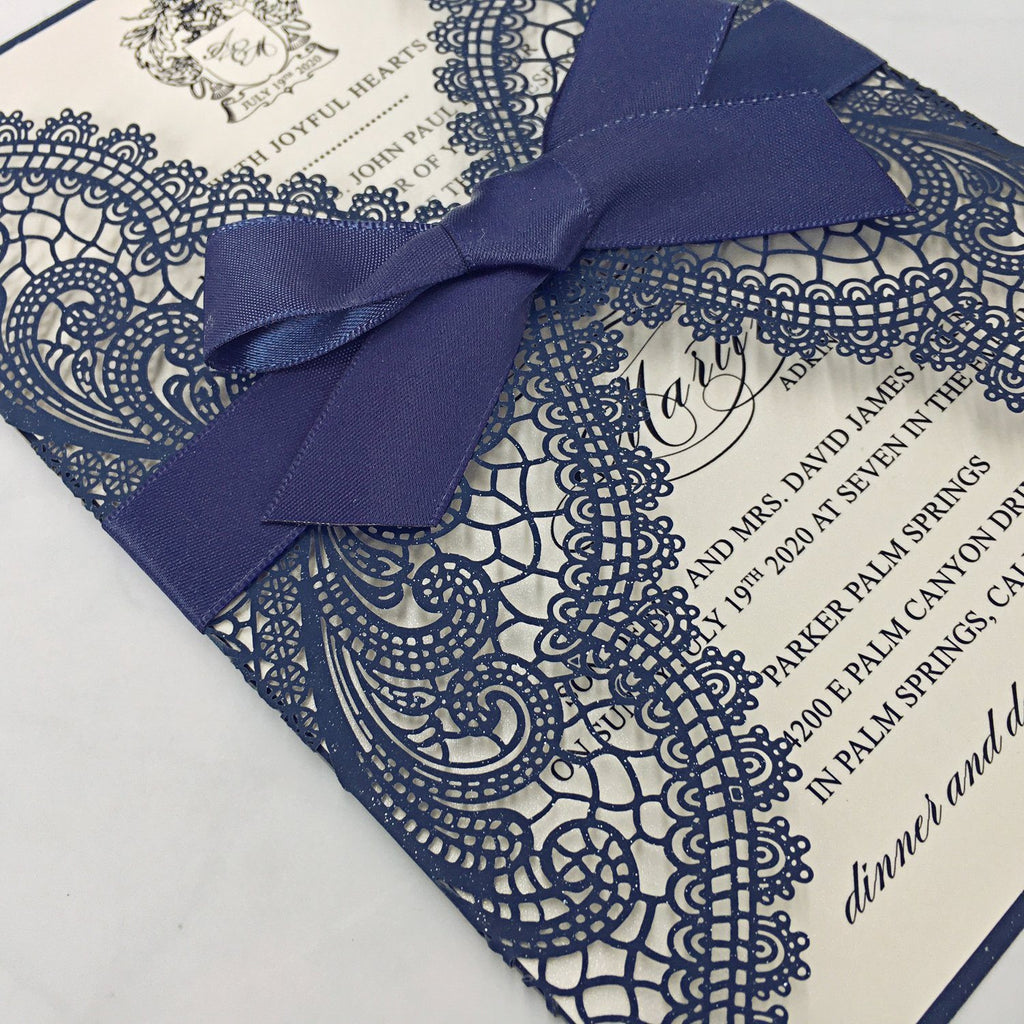 Navy Blue Wedding Invitations with RSVP Business Invitations Picky Bride