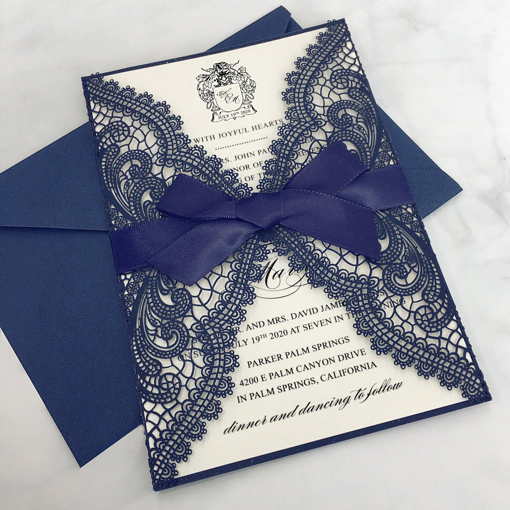 Navy Blue Wedding Invitations with RSVP Business Invitations Picky Bride