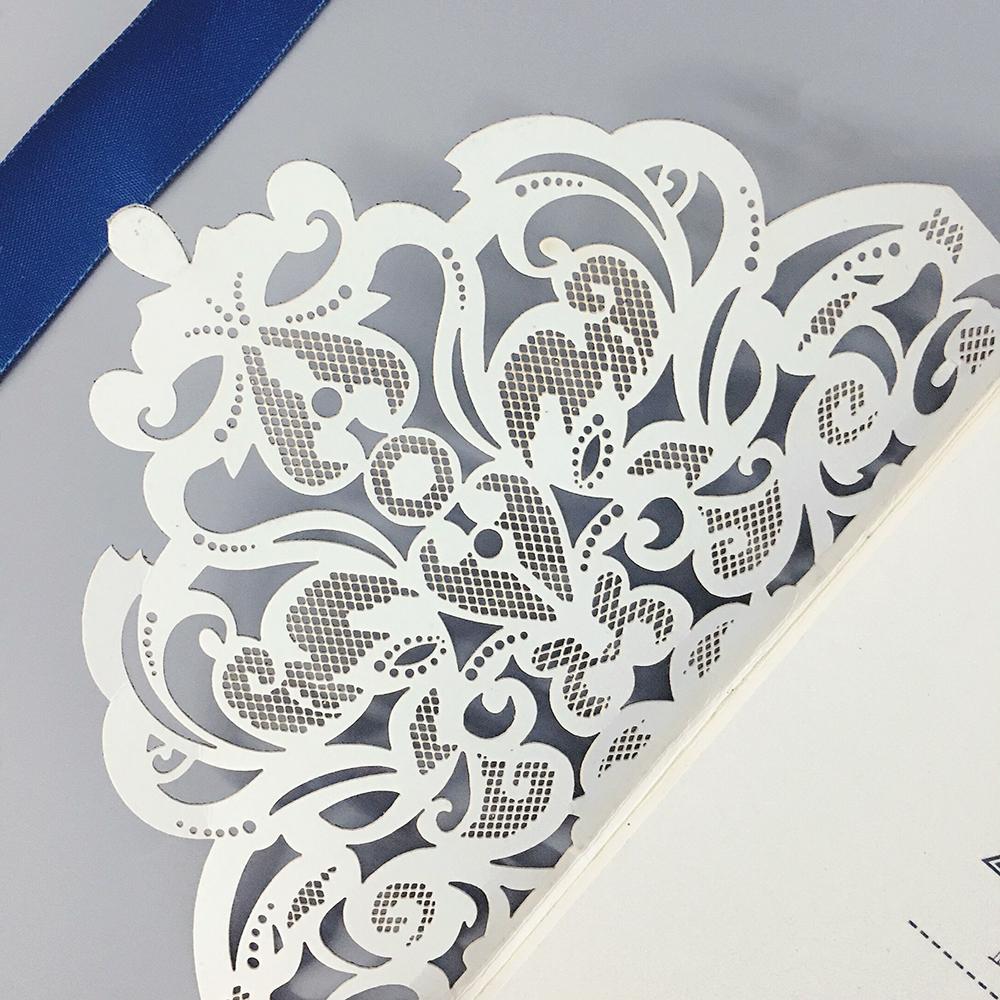 Navy Glitter Laser Cut Wedding Invitation Set Luxury Wedding Theme Picky Bride