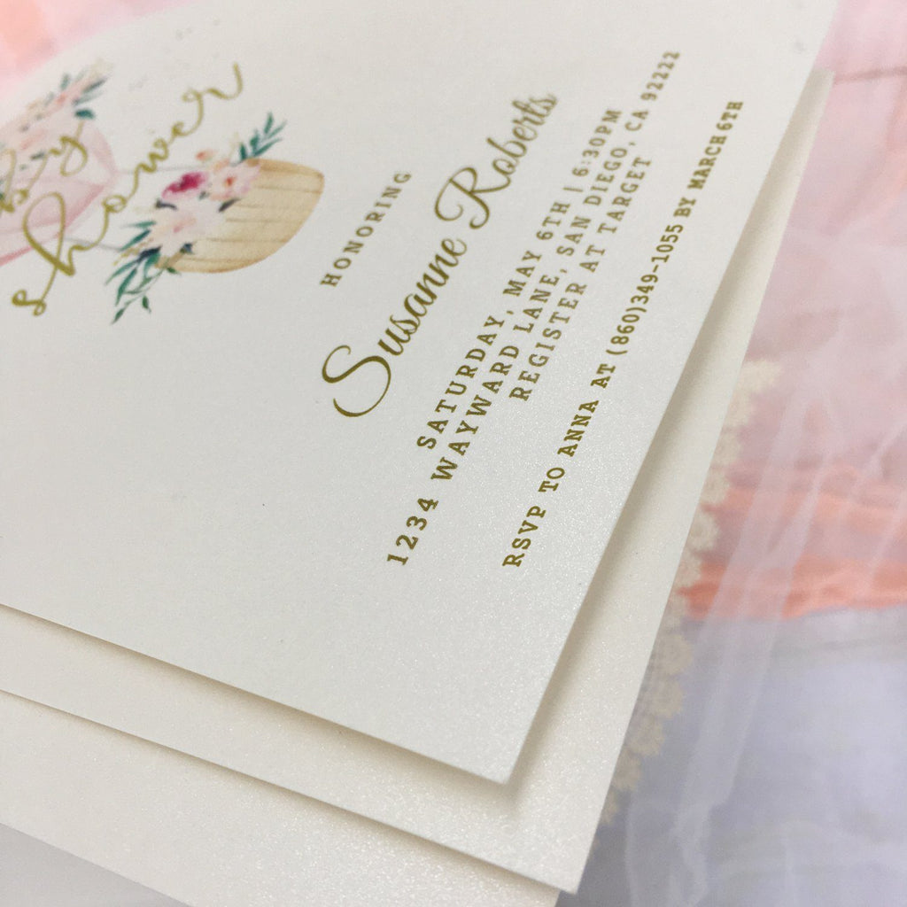 Picky Bride Baby Shower Invitations, Hot Air Balloon Flowers with Envelopes, 5x7 Cards, Perfect for Baby Boys and Baby Girls Picky Bride