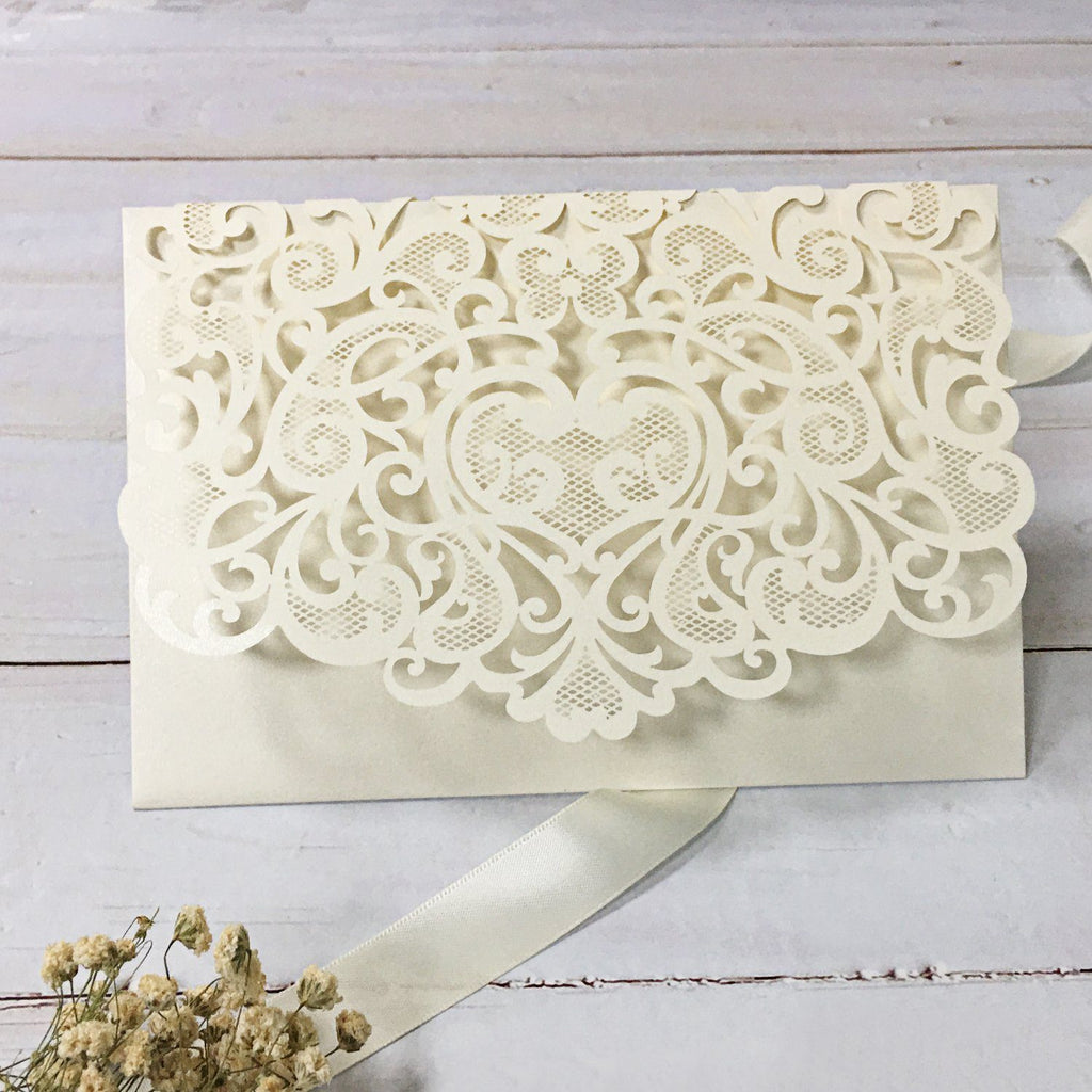 Picky Bride Elegant Wedding Invitations White Invitation Pockets with RSVP Cards Picky Bride