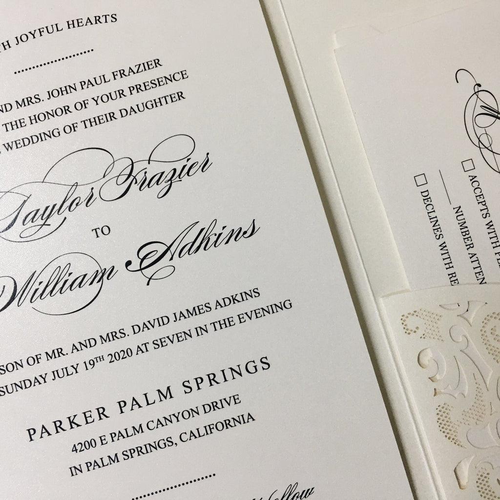 Picky Bride Elegant Wedding Invitations White Invitation Pockets with RSVP Cards Picky Bride