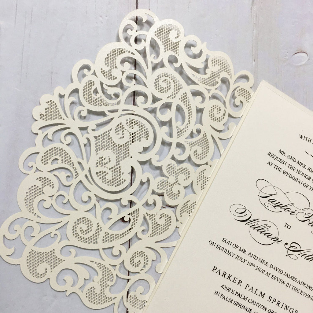 Picky Bride Elegant Wedding Invitations White Invitation Pockets with RSVP Cards Picky Bride