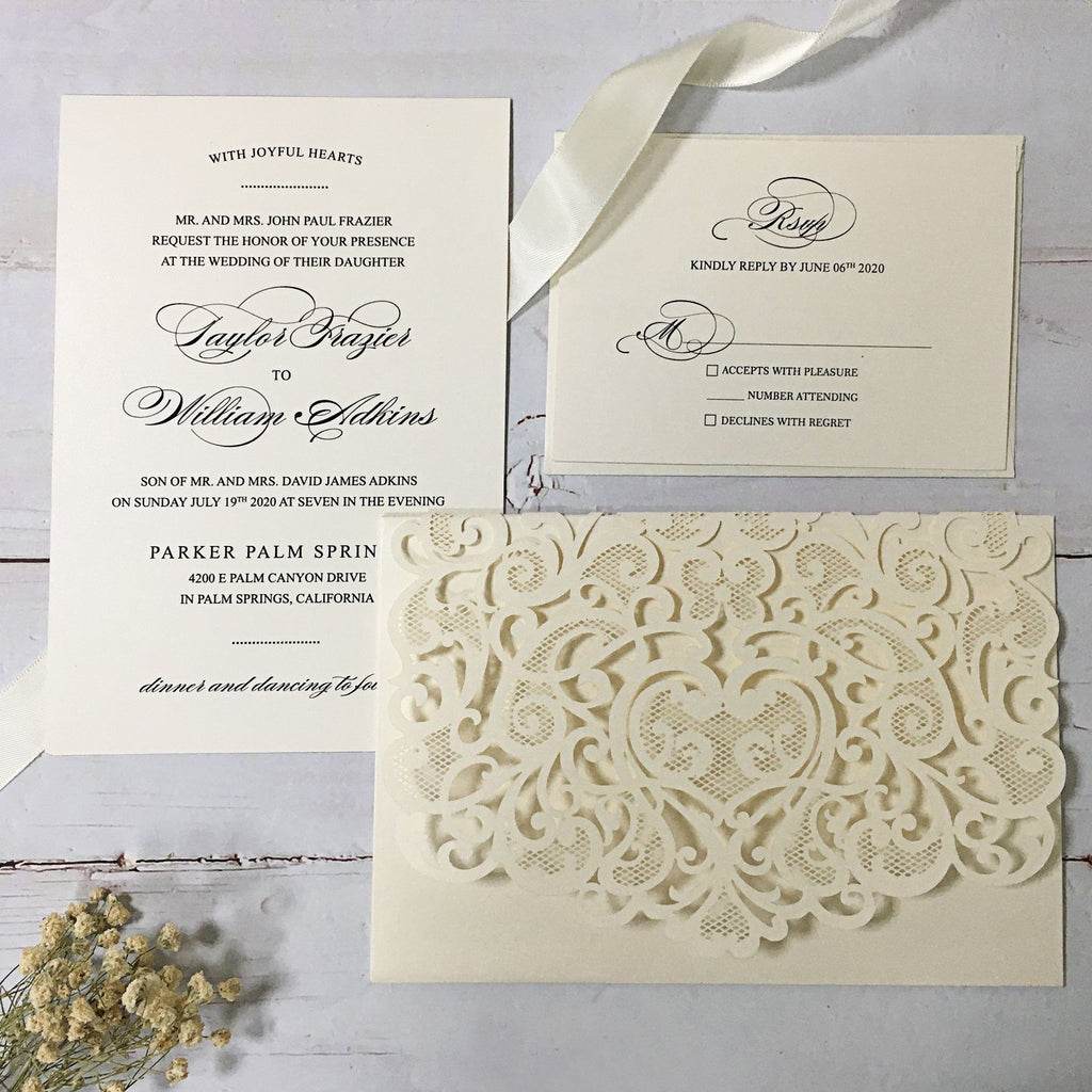 Picky Bride Elegant Wedding Invitations White Invitation Pockets with RSVP Cards Picky Bride