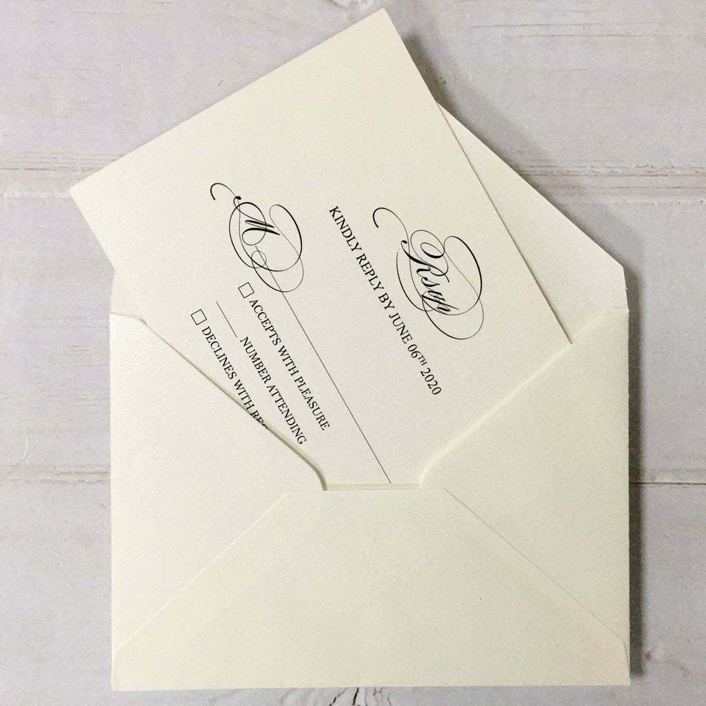 Picky Bride Elegant Wedding Invitations White Invitation Pockets with RSVP Cards Picky Bride