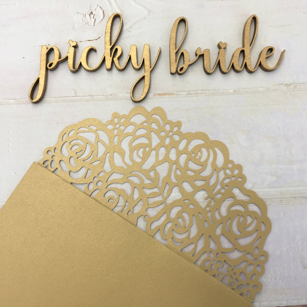 Picky Bride Gold Wedding Invitations Laser Cut Invitations With RSVP Cards Picky Bride