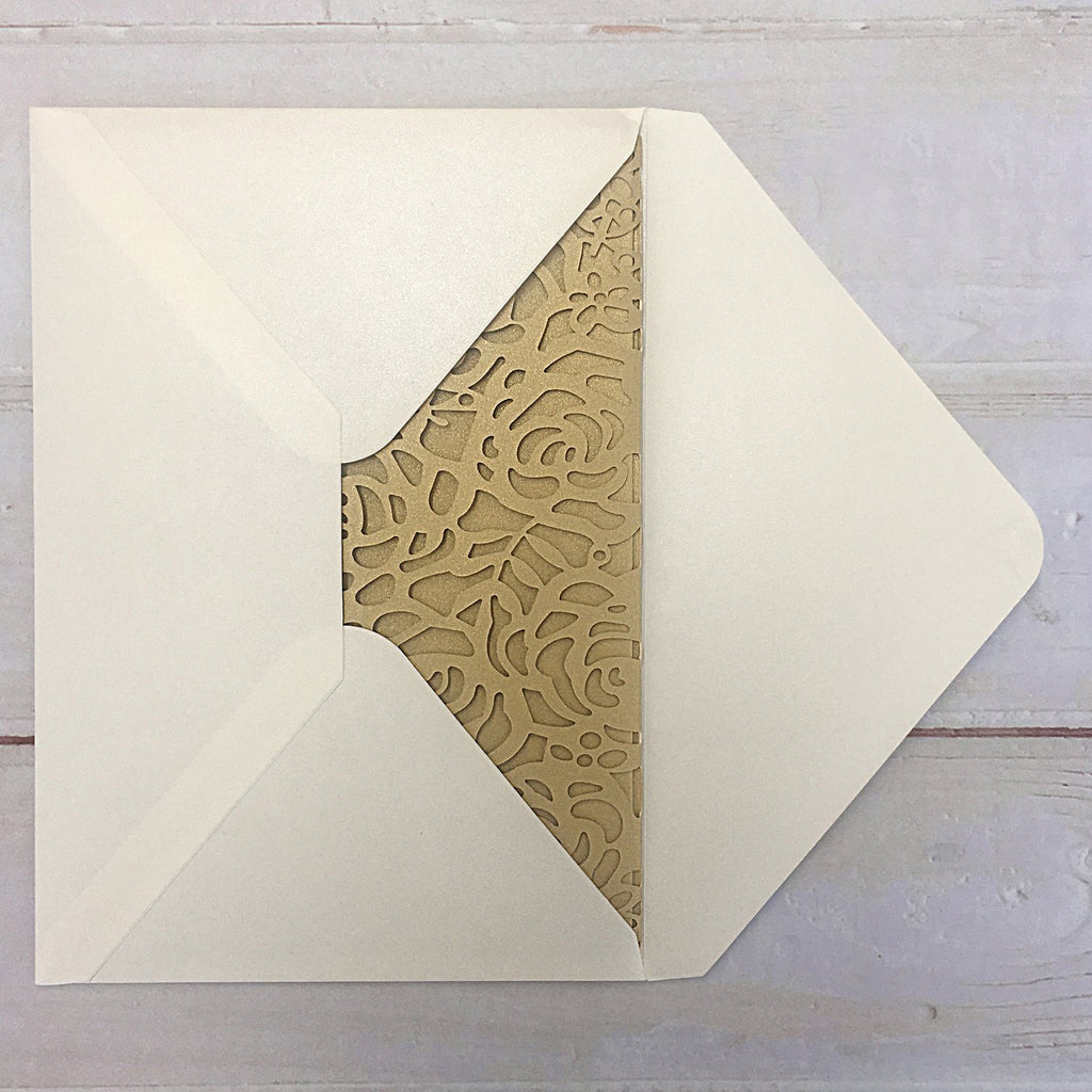 Picky Bride Gold Wedding Invitations Laser Cut Invitations With RSVP Cards Picky Bride