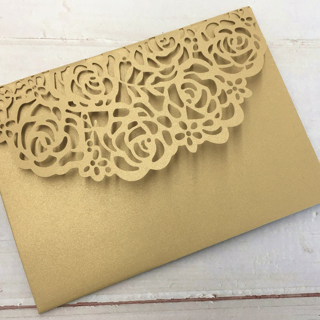 Picky Bride Gold Wedding Invitations Laser Cut Invitations With RSVP Cards Picky Bride
