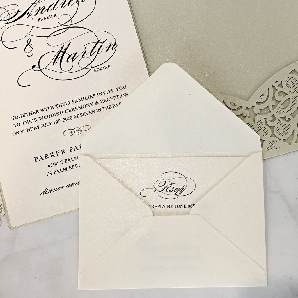 Picky Bride Gray Wedding Invitations Pocket Wedding Invite Cards with RSVP and Envelopes Silver Wedding Theme Picky Bride