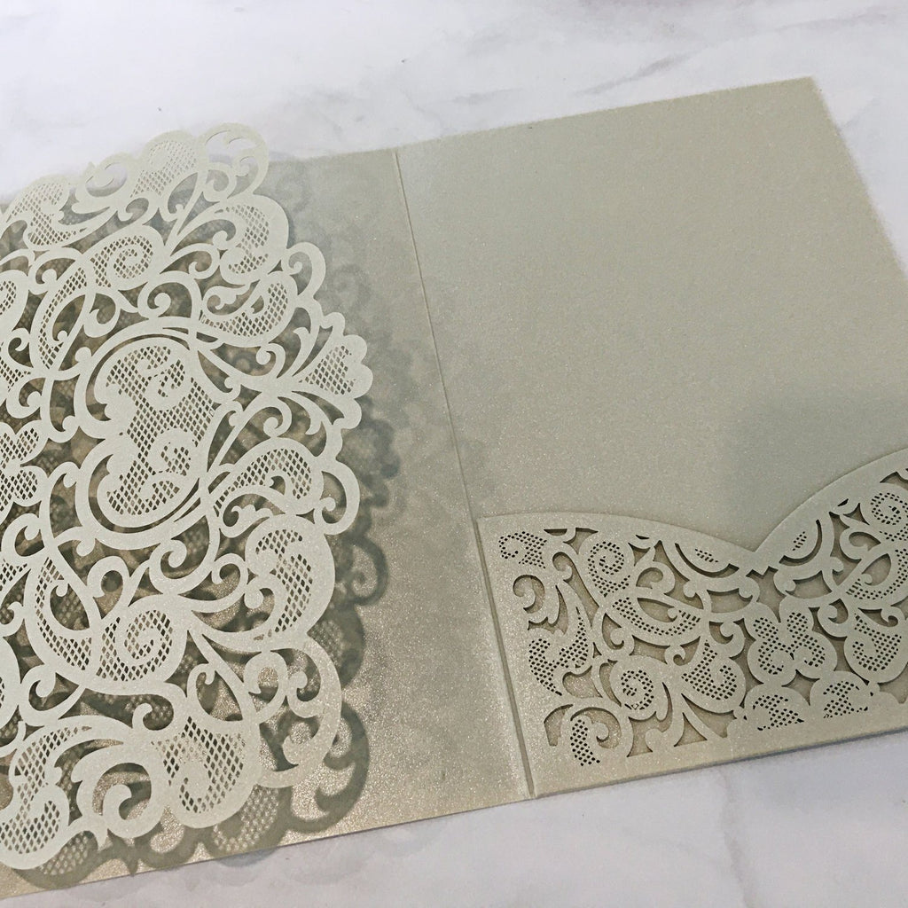 Picky Bride Gray Wedding Invitations Pocket Wedding Invite Cards with RSVP and Envelopes Silver Wedding Theme Picky Bride