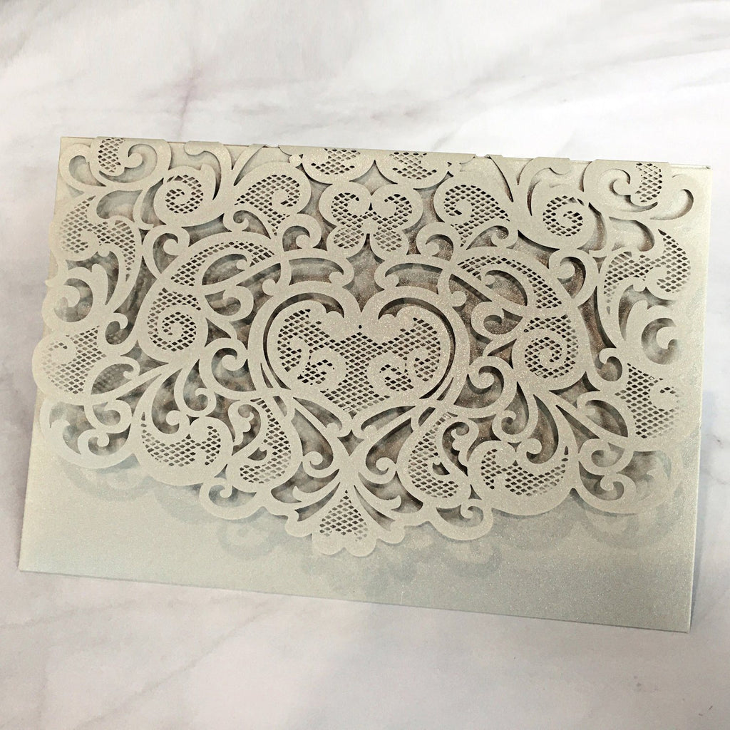 Picky Bride Gray Wedding Invitations Pocket Wedding Invite Cards with RSVP and Envelopes Silver Wedding Theme Picky Bride