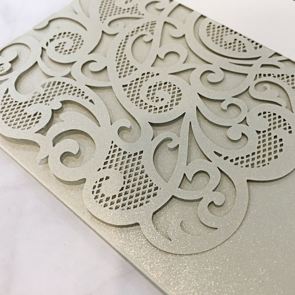 Picky Bride Gray Wedding Invitations Pocket Wedding Invite Cards with RSVP and Envelopes Silver Wedding Theme Picky Bride