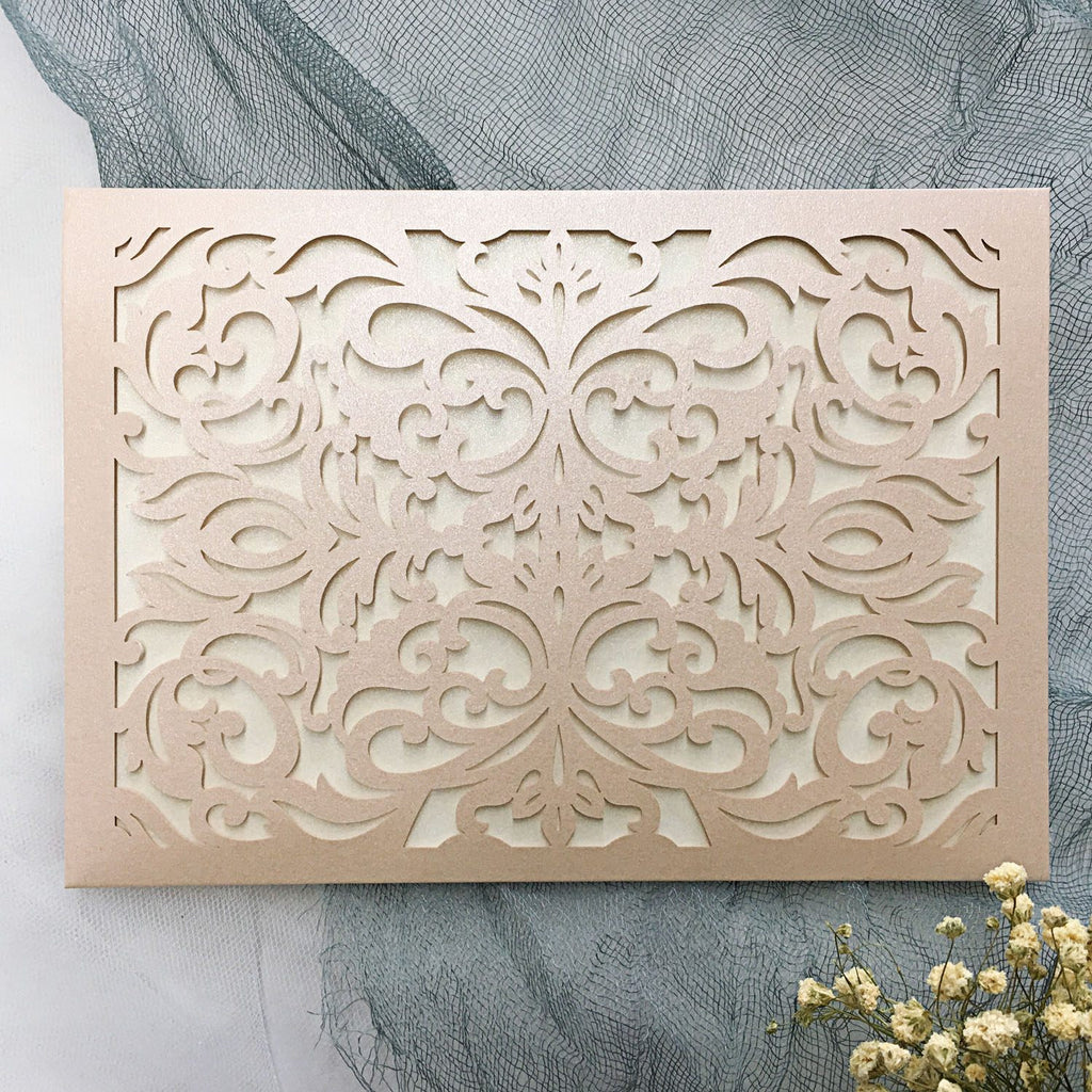 Picky Bride Laser Cut Pocket Wedding Invitations Lace Invitations Elegant Invite Cards for Wedding Picky Bride