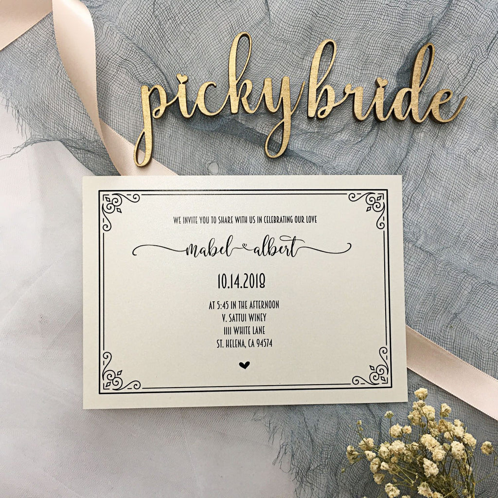 Picky Bride Laser Cut Pocket Wedding Invitations Lace Invitations Elegant Invite Cards for Wedding Picky Bride