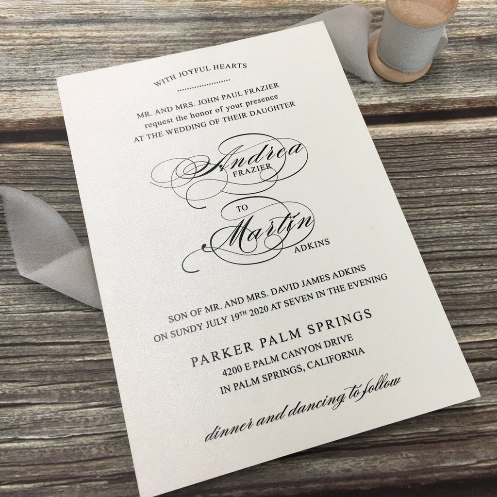 Picky Bride Navy Blue Pocket Wedding Invitations, Folded Invite Picky Bride