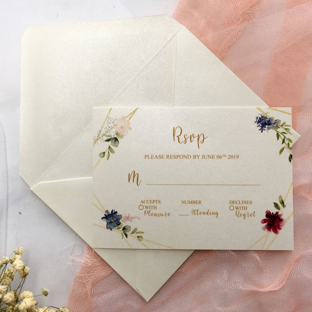 Picky Bride Pink Wedding Invitations Pocket Invitations With RSVP Elegant Wedding Invite Cards Picky Bride