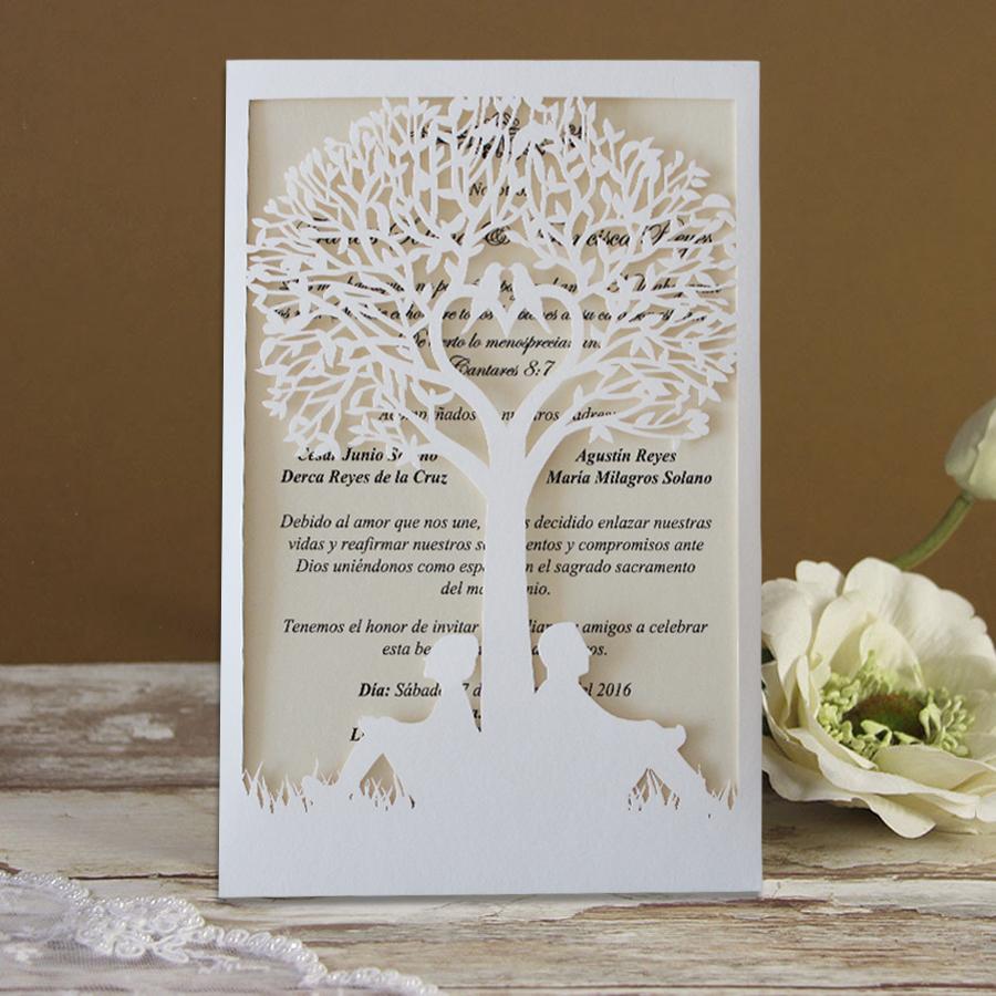 Picky Bride Romantic Love Couple Tree Wedding Invitations 5 x 7
