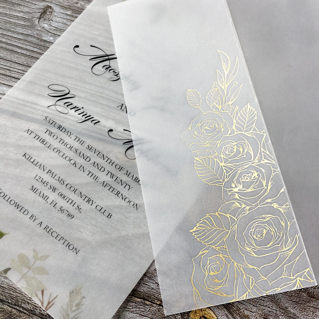 Picky Bride Vellum Wedding Invitations with Envelopes 5 x 7-inch Foil Vellum Invitations Bride Invite Picky Bride