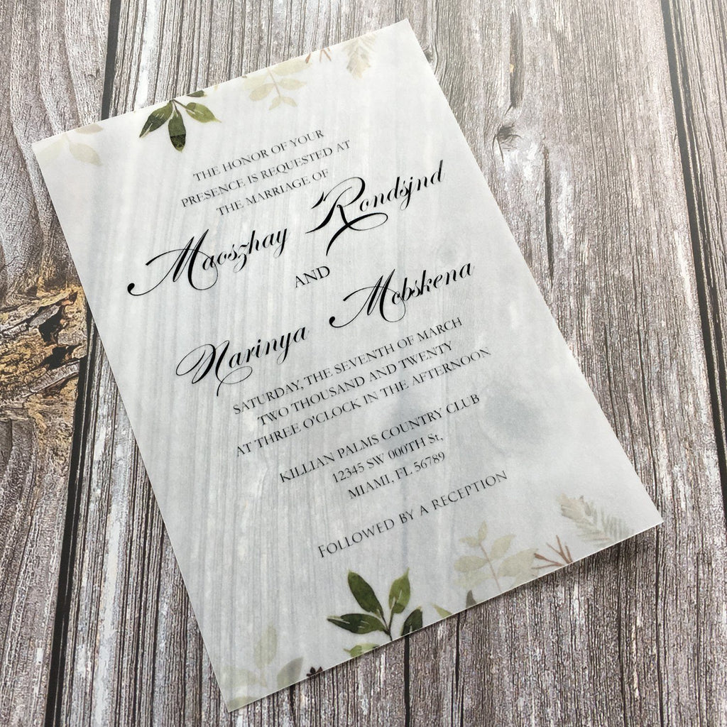 Picky Bride Vellum Wedding Invitations with Envelopes 5 x 7-inch Foil Vellum Invitations Bride Invite Picky Bride